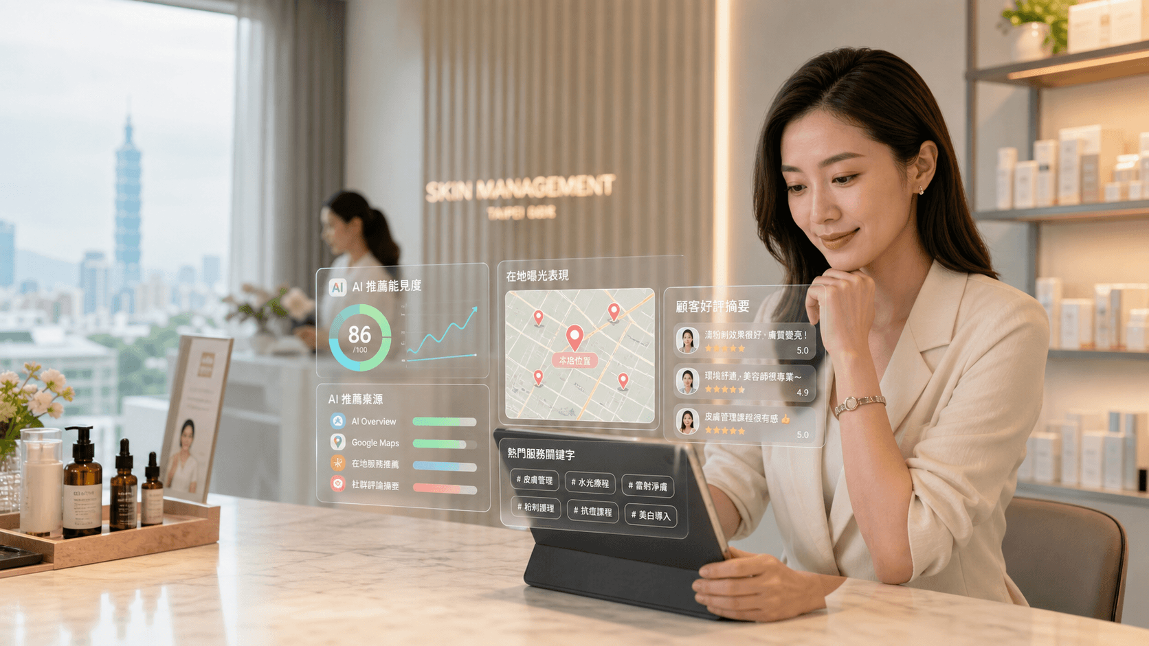 Taiwan local business reviewing an AI visibility dashboard